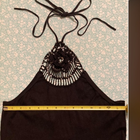 Vintage/Retro Halter w/ crocheted flower and sequins, Size: Medium - Picture 4 of 8